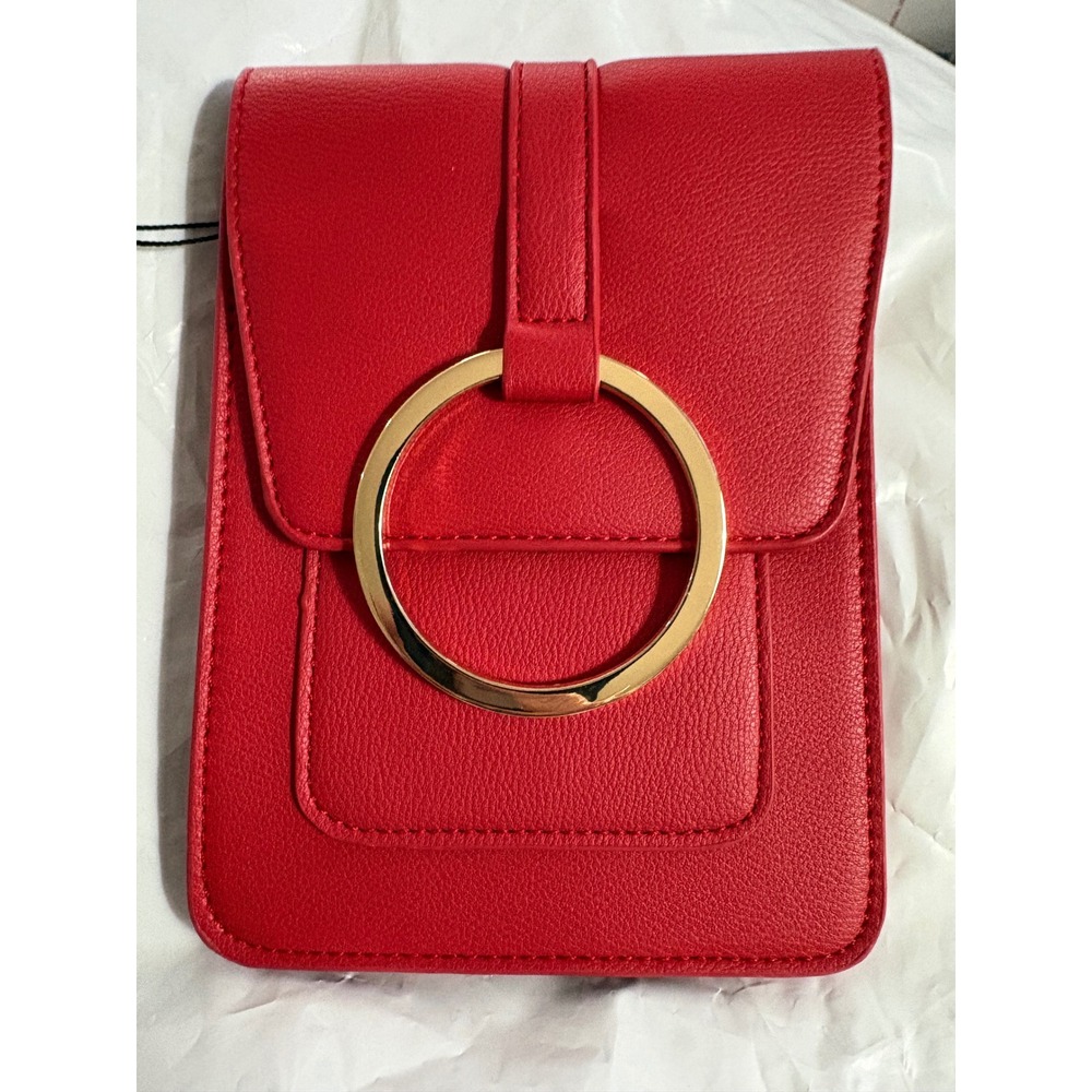 Brentano Red Faux Leather Crossbody Phone Bag O-Ring‎ Buckle CJ11398 NWT